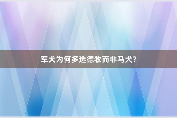 军犬为何多选德牧而非马犬？